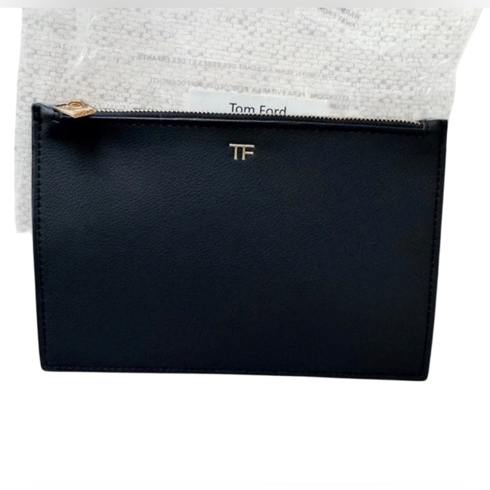 Tom Ford “TF” Logo Leather Zip Pouch /Clutch